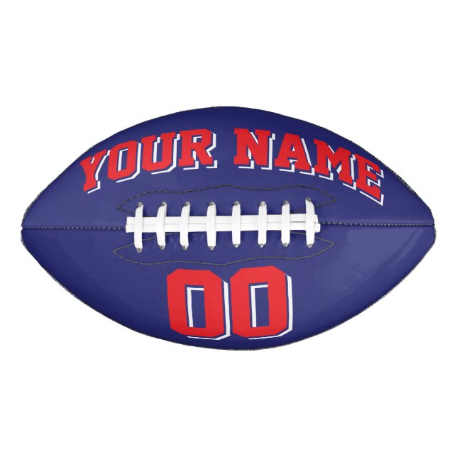 NAVY BLUE RED AND WHITE Custom Football (Front)
