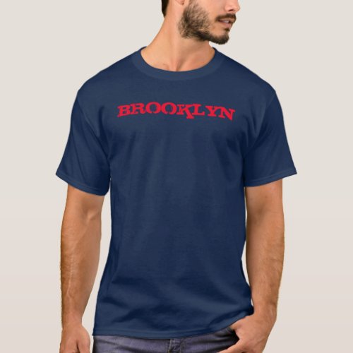 Navy Blue Red Brooklyn New York City Nyc Mens T_Shirt