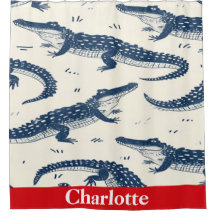 Navy Blue& Red Cute crocodiles