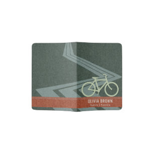 NAVY BLUE RED FELT PATCHWORK BIKE BICYCLE MONOGRAM PASSPORT HOLDER