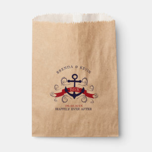 Navy-Blue & red nautical boat anchor Favor Bag