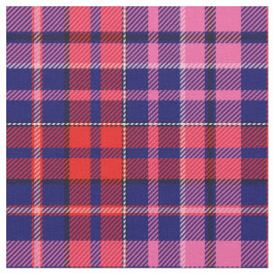 Navy Blue Red Pink Plaid Tartan Design  Fabric