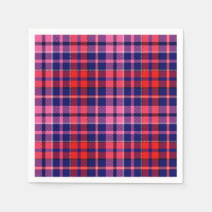 Navy Blue Red Pink Plaid Tartan Design  Napkins