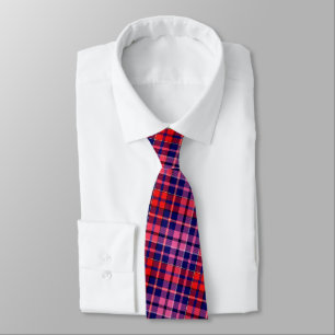 Navy Blue Red Pink Plaid Tartan Design  Neck Tie