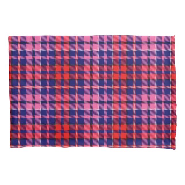 Navy Blue Red Pink Plaid Tartan Design  Pillow Case (Front)