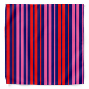 Navy Blue Red Pink Vertical Stripes Design Bandana