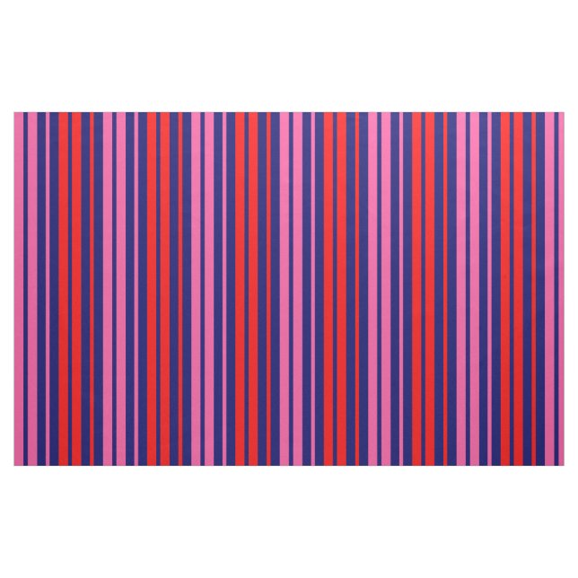 Navy Blue Red Pink Vertical Stripes Design   Fabric (Fat Quarter)