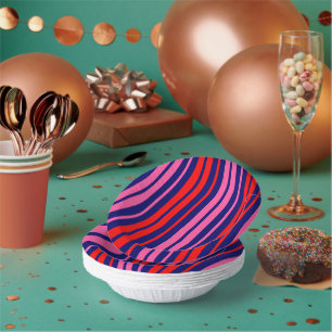 Navy Blue Red Pink Vertical Stripes Design   Paper Bowls