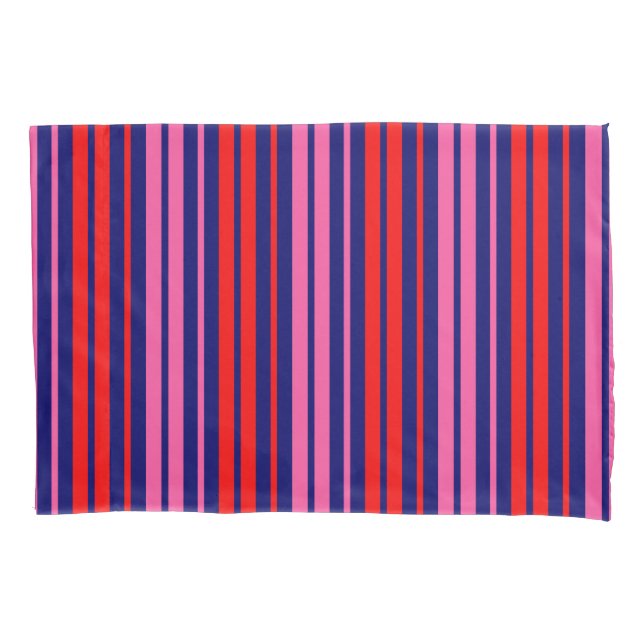 Navy Blue Red Pink Vertical Stripes Design   Pillow Case (Front)