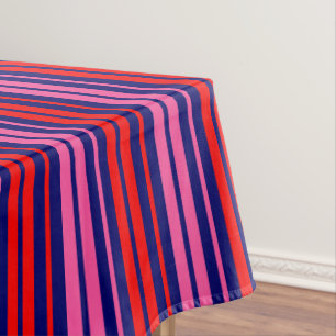 Navy Blue Red Pink Vertical Stripes Design   Tablecloth
