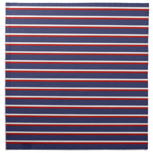 Navy Blue Red Stripe Pattern Cloth Napkin