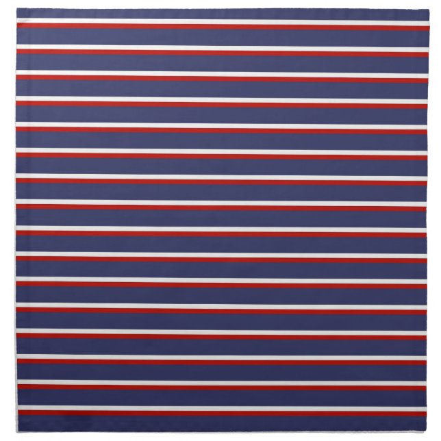 Navy Blue Red Stripe Pattern Cloth Napkin (Front)