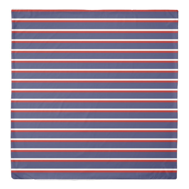Navy Blue Red Stripe Pattern Duvet Cover (Front)