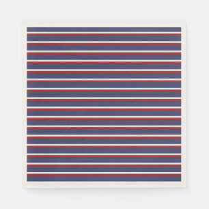 Navy Blue Red Stripe Pattern Napkins