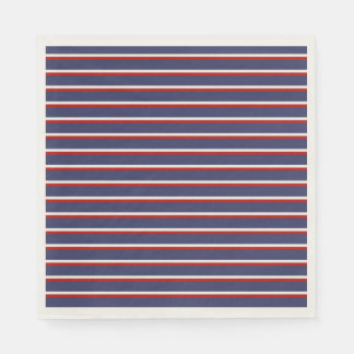 Navy Blue Red Stripe Pattern Napkins