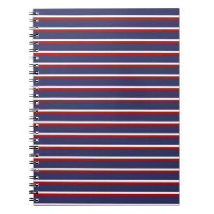 Navy Blue Red Stripe Pattern Notebook