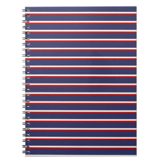 Navy Blue Red Stripe Pattern Notebook