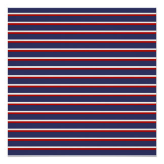 Navy Blue Red Stripe Pattern Poster