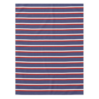 Navy Blue Red Stripe Pattern Tablecloth