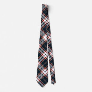 Navy Blue Red Stylish Tartan Plaid Argyle Pattern Neck Tie