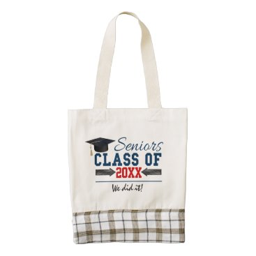 Navy Blue Red Typography Graduation Bag