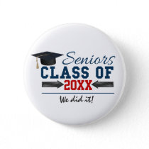 Navy Blue Red Typography Graduation Button
