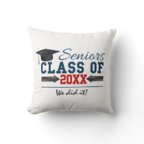 Navy Blue Red Typography Graduation Cushion