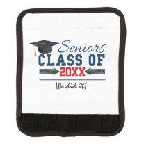 Navy Blue Red Typography Graduation Luggage Wrap