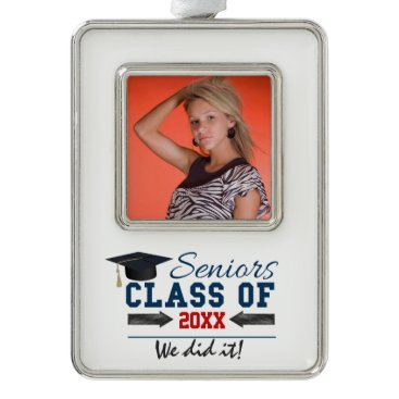 Navy Blue Red Typography Graduation ornament