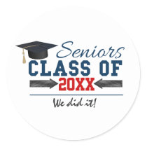Navy Blue Red Typography Graduation  Stickers