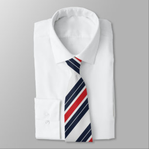 Navy Blue Red White Candy Stripe Neck Tie