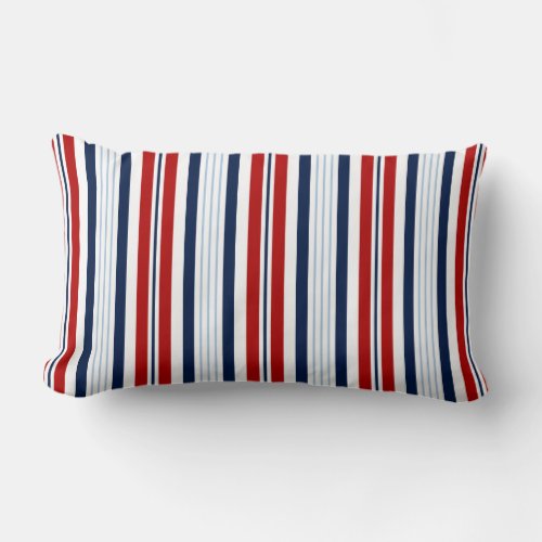 Navy Blue Red White Striped Nautical Pillow