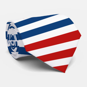 Navy-blue, red & white stripes with SUA flag Neck Tie