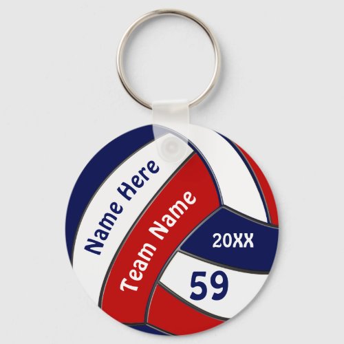 Navy Blue Red White Volleyball Team Gift Ideas Keychain