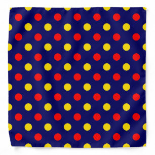Navy Blue Red Yellow Polka Dots Design  Bandana