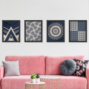 Navy Blue Reflections Print Set