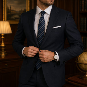 Navy Blue Regimental Classic Business & Wedding Neck Tie