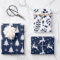 Navy Blue Reindeer, Christmas Tree & Holly Pattern