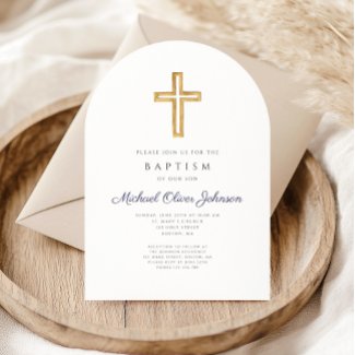 Navy Blue Religious Cross Boy Baptism Arch