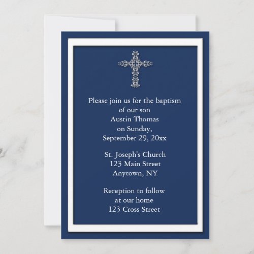 Navy Blue Religious Invitation