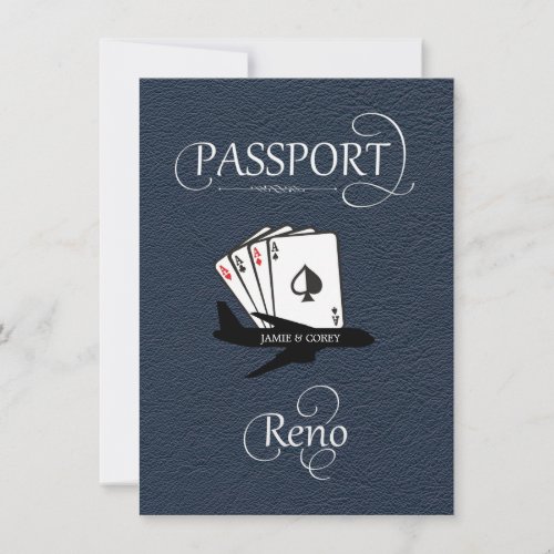 Navy Blue Reno Passport Save the Date Card