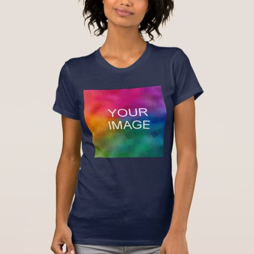 Navy Blue Replace Your Photo Image Add Text Womens T_Shirt