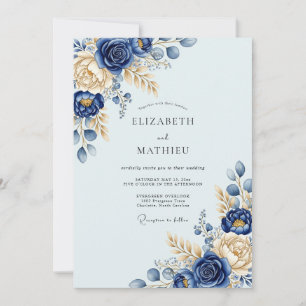 Navy Blue Resplendent Winter Wedding Invitation