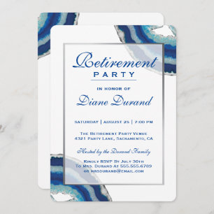 Navy Blue Retirement Party Invitation Agate