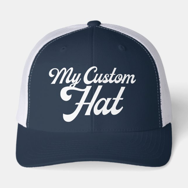 NAVY BLUE Retro 6 Panel Custom Trucker Hat Blank (Front)