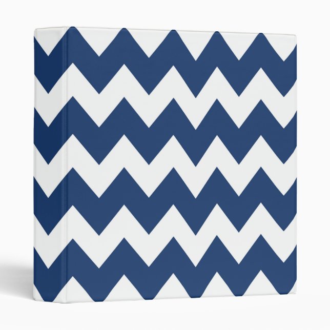 Navy Blue Retro Colorful Modern Chevron Pattern Binder (Front/Spine)