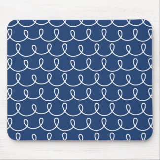 Navy Blue Retro Colorful Modern Doodles Mouse Pad