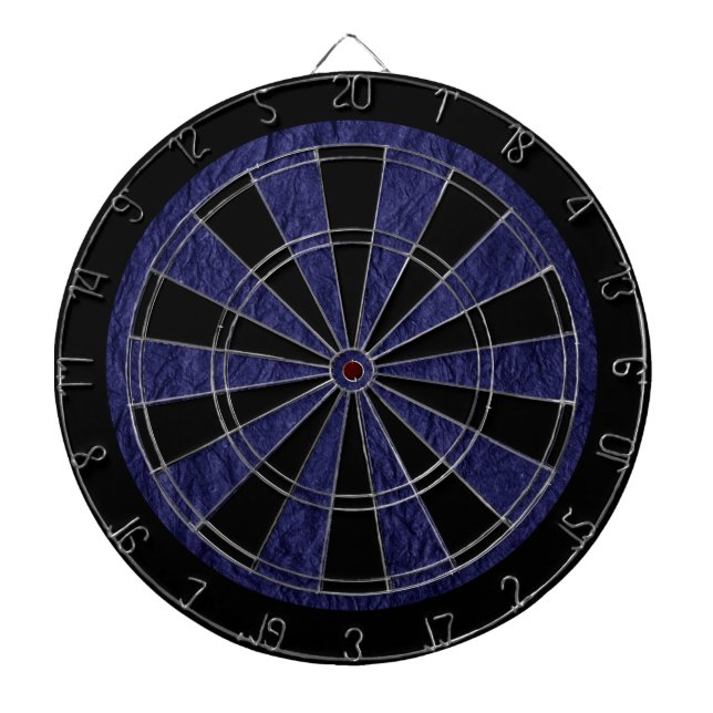 Navy Blue Retro Crumpled Paper Dart Board (Front)