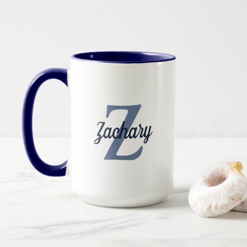 Navy Blue Retro Monogram Mug