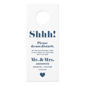 Navy Blue Retro Typography Do Not Disturb Wedding Door Hanger